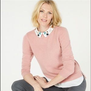 Cashmere charter club pink sweater beaded collar
